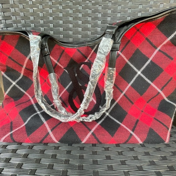 Victoria's Secret Red and Black Plaid Tote, Tote Bag,victoria’s Secret Tote Bag - Picture 8 of 14